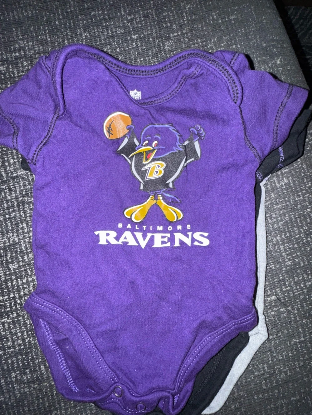 NFL Baltimore Ravens Infant Bodysuit 3-Pack - Black, Purple, Gray